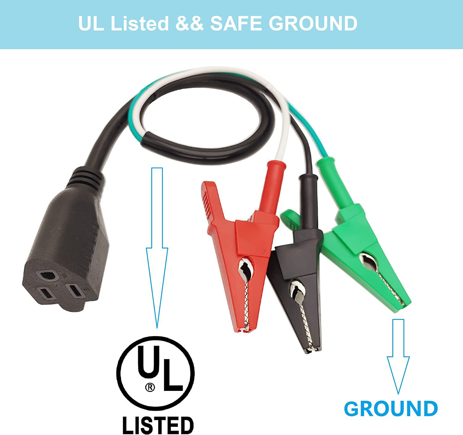 三芯美规电源线母插带鱼夹设备断路器查找器附件套件