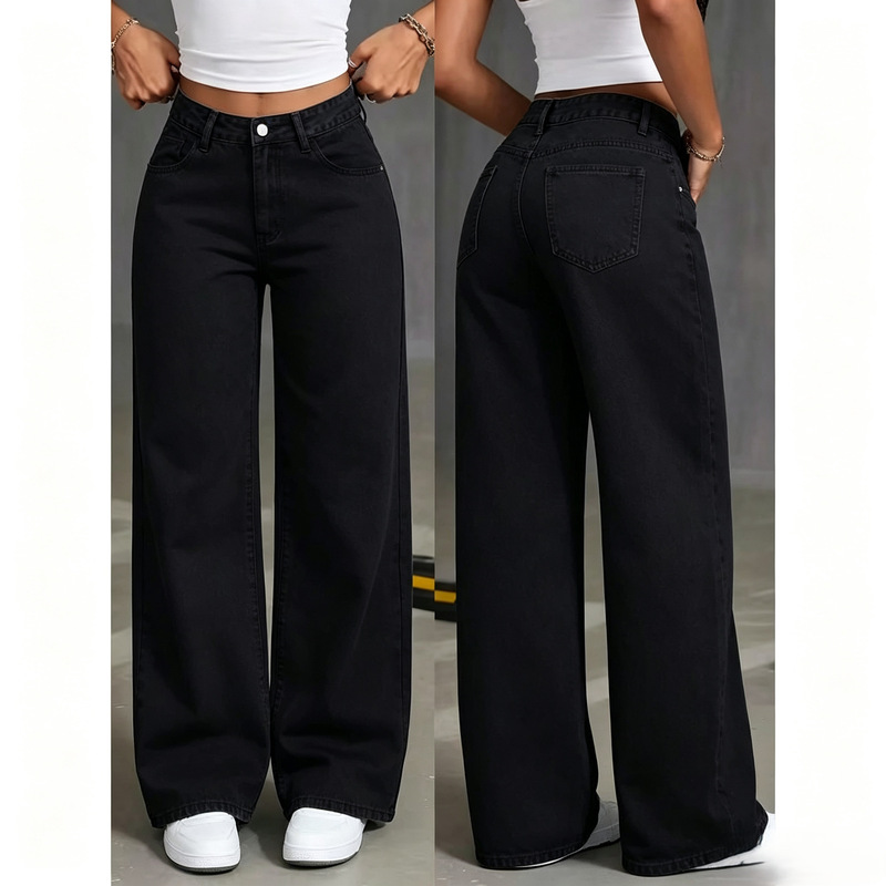 Cross-border foreign trade European and American style fashion jeans for women, American high street straight loose fit versatile factory direct shipping