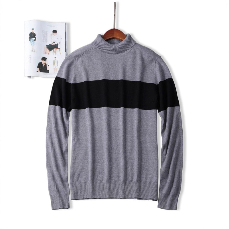 【Langyu】Original Foreign Trade Surplus American Fashion Luxury Pure Cotton High-Neck Long-Sleeve Knit Sweater for Men