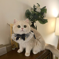 ブラックシリーズパールシフォン絶妙な蝶ネクタイ猫と犬の首輪蝶ネクタイペットの首輪よだれタオル
