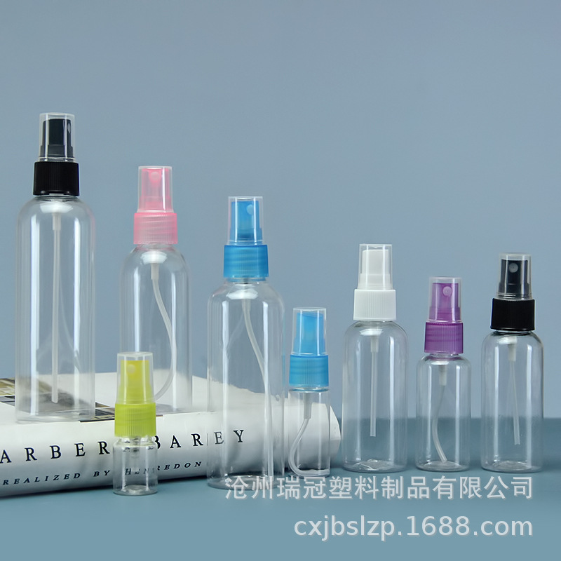 Fabricante en stock 30 ml50ml100ml botella de aerosol de plástico para mascotas botella de aerosol transparente botella de agua cosmética sub-botella