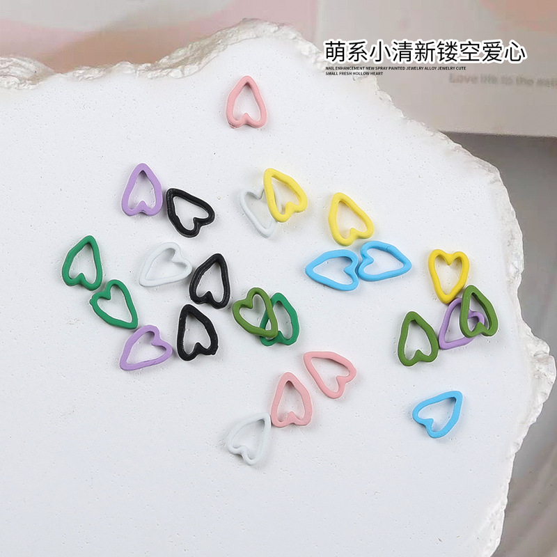 New Nail Art Jewelry Japanese Style Simple Color Metal Love Frame Hollow Frosted Nail Decoration
