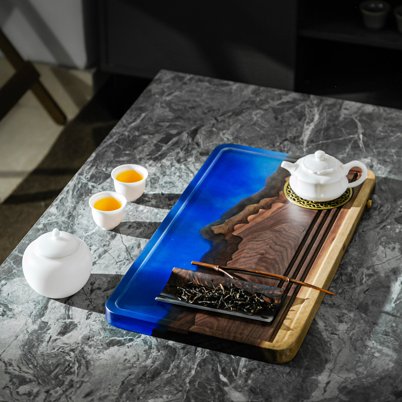 Bandeja de té drenaje del hogar pequeña bandeja de té juego de té Oficina simple ébano pequeña mesa de té de madera maciza bandeja de té