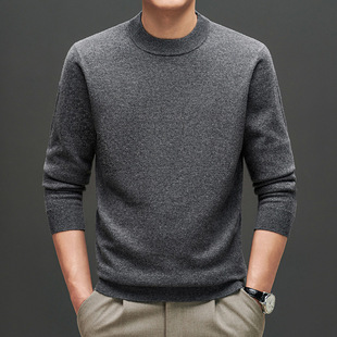 High-end Cashmere Sweater Men's 100 Cashmere Crewneck Solid Color Skin-friendly Knitted Base Shirt Autumn and Winter Wool Sweater Sweater