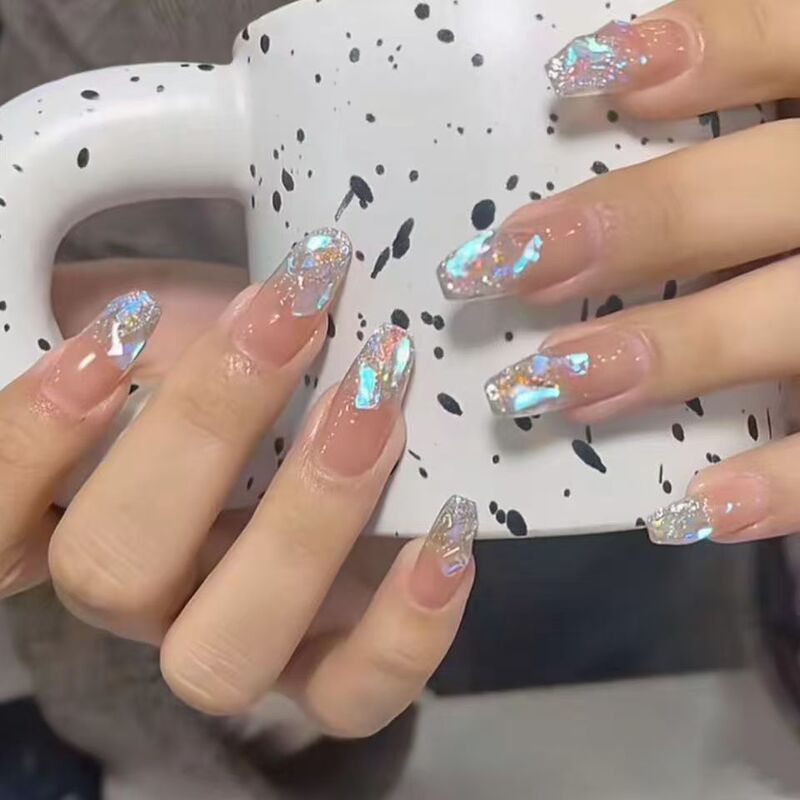 Handmade Wearable Nail Tips Elf Style Flashing Internet Celebrity Popular High-End Nail Stickers Removable