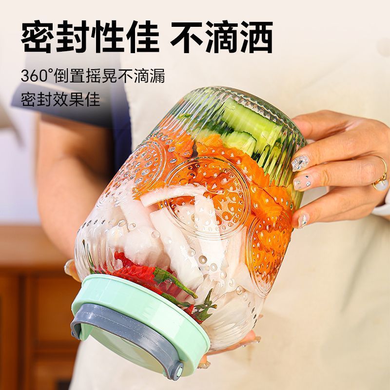 玻璃瓶泡菜坛密封罐带盖家用咸菜加厚腌菜罐子食品杂粮储物罐|undefined