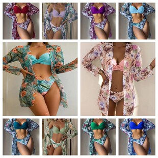 New Foreign Trade Swimsuit European and American Three-piece Outer Wear European and American Women's Cross-border Bikini Split Swimsuit for Women Bikini