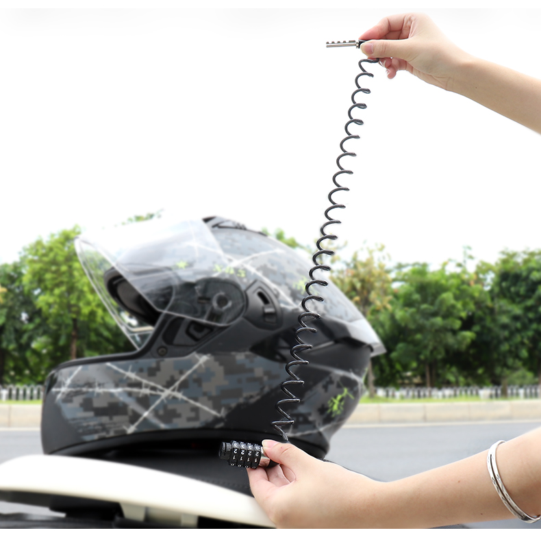 Suitable for Motorcycle Helmet Lock, 4-Digit Password Steel Wire Lock, Alloy Steel, Electric Vehicle Bicycle Helmet Anti-Theft Steel