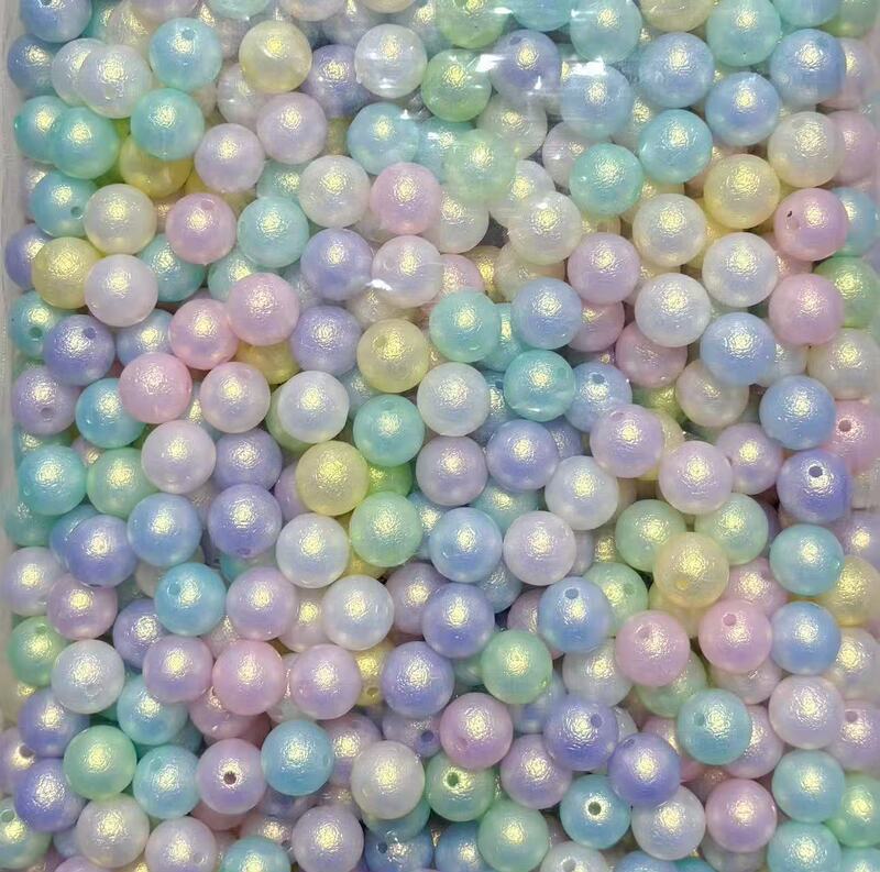 Tiktok Trending Acrylic Macaron Color Wrinkled Leather Loose Beads DIY Handmade Beaded Bracelet Phone Chain Making Materials