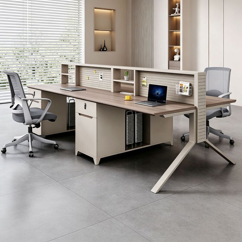 Simple modern office desk for employees, computer desk for computer room, creative DIY perforated board workstation, staff office desk and chair