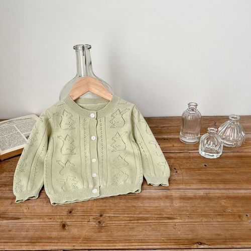 Men's and women's baby knitted cardigan hollow cute bear baby air-conditioning clothing outer wear thin breathable sun protection clothing jacket