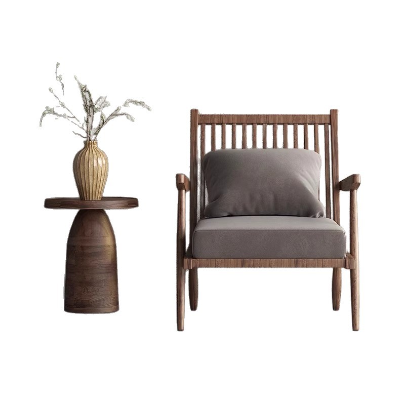 Jingfeng Outdoor Sofa Chair Solid Wood Sofa Chair Hotel B&B Lobby Sofa Chair Reception Chair Balcony Leisure Chair 5