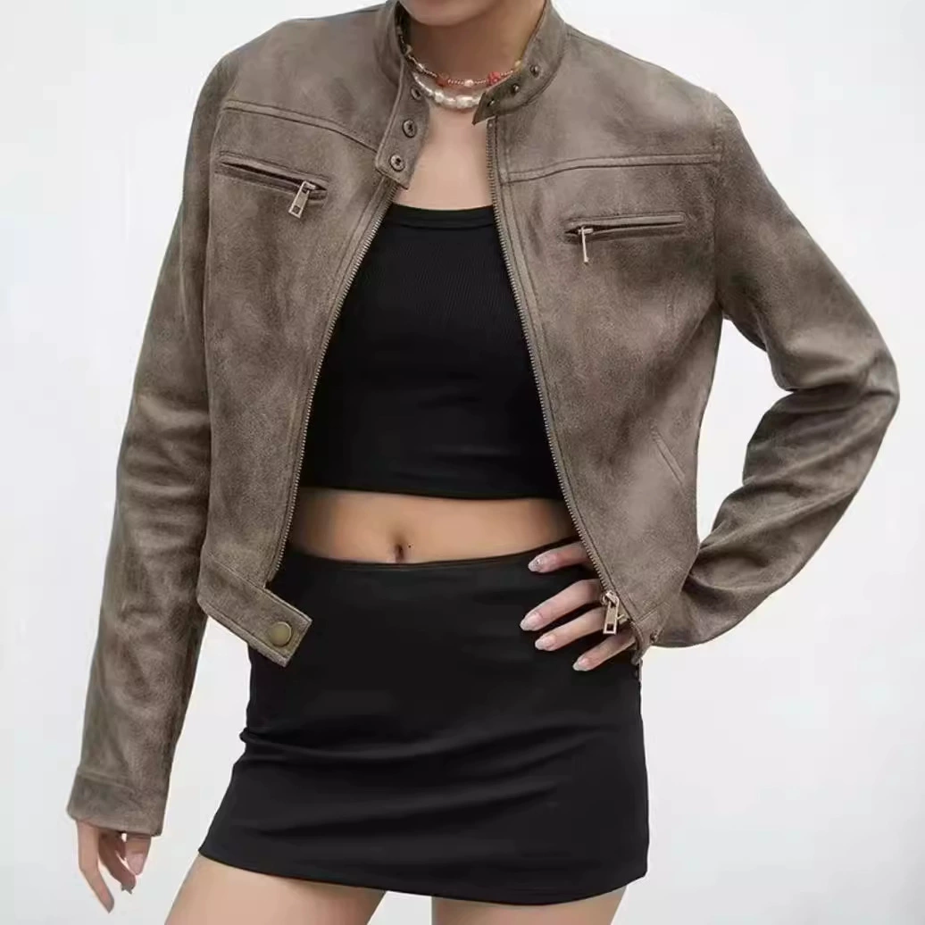 Ретро-полиуретановая куртка короткая, (Physicals), американский стиль, slim fit