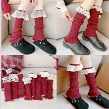 襪套女秋冬安可拉紅腿套洛麗塔韓系花邊新年紅芭蕾風jk瑜伽小腿襪