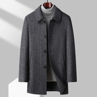 Men's Lapel Wool Coat 2024 Autumn and Winter New Men's Middle-aged Business Casual Detachable Vest Coat