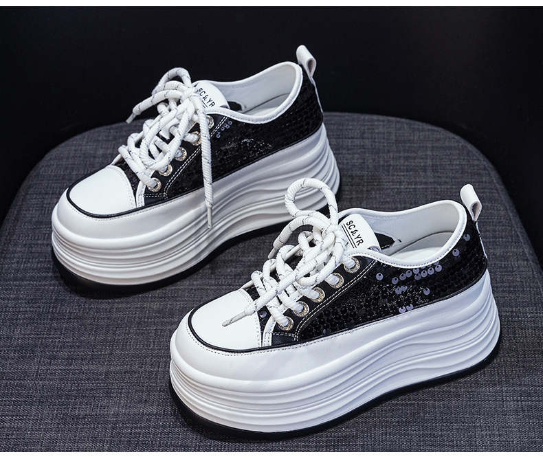 Giày sneaker nữ đế dày tăng chiều cao ẩn sequin hè 2026 — M2855 màu hồng, M2855 Màu đen, M2855 màu be chi tiết 13