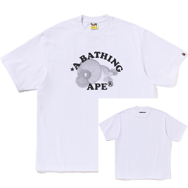 APE Ape トレンドブランド 外国貿易 ヘビーウェイト ピュアコットン ラウンドプリント ユニセックス ゆったり プレミアム 半袖 Tシャツ 25SS|undefined