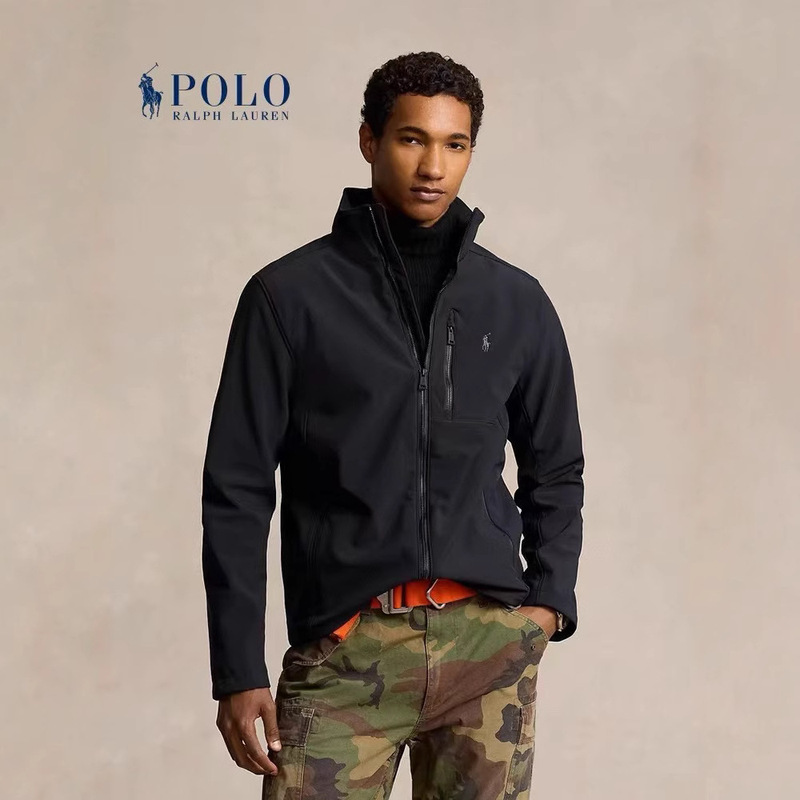 Spring New Rl Ralph Lauren Men's Soft Shell Fleece-Lined Stand-Up Collar Jacket Casual Outdoor Waterproof Jacket