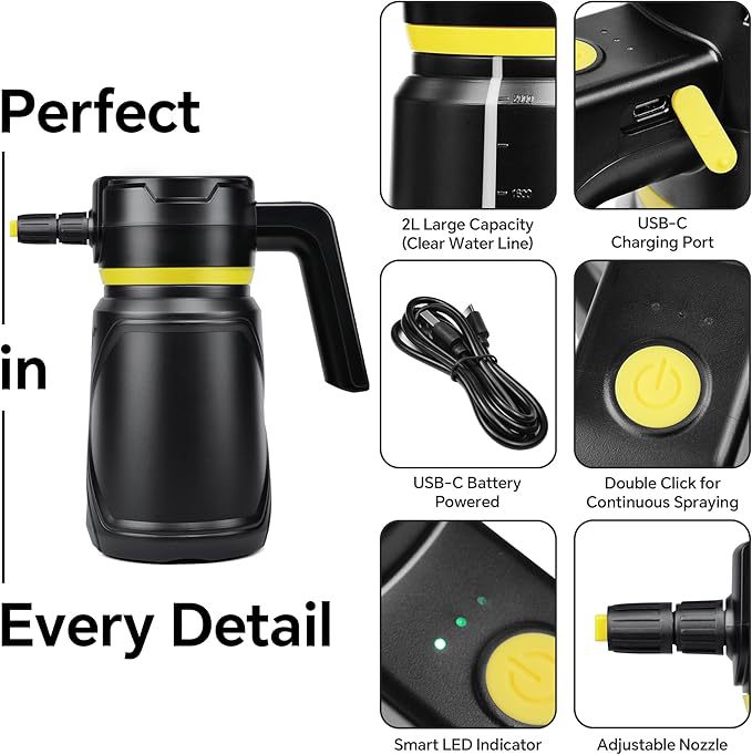 New Wireless Electric Car Wash Sprayer 2L Large Capacity High-Pressure Fully Automatic Foam Sprayer Car Cleaning Sprayer