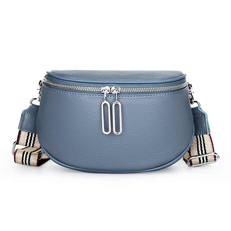 Genuine Leather Women's Saddle Bag Fashion Casual Chest Bag Simple Shoulder Crossbody Bag Versatile Niche Handbag - Thumbnail 5