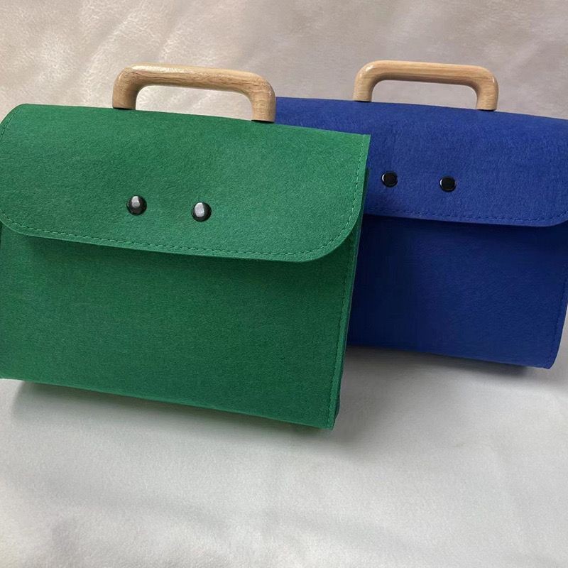 木手柄毛毡手提包大气企业活动商务节日伴手礼毛毡包大容量礼盒