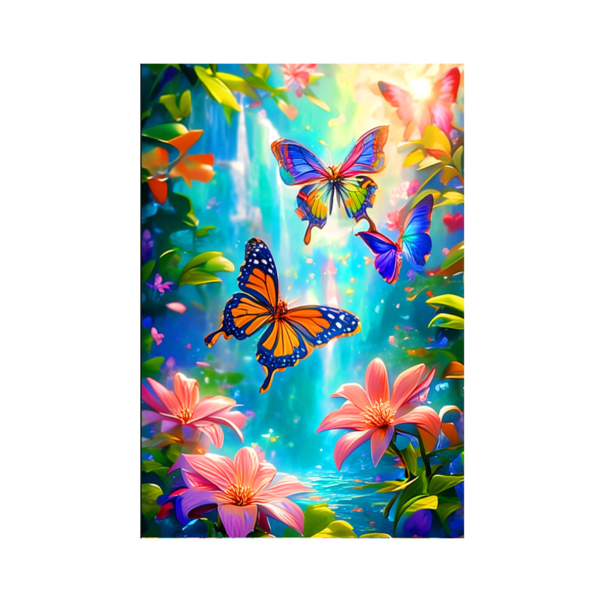 Tela de algodón importada: Punto de Cruz de la Mona Lisa, imagen de mariposa colorida, punto de cruz para sala de estar, bordado DIY. image 5