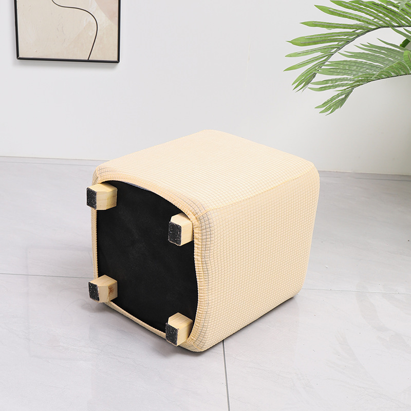 Grenzüberschreitender elastischer wasserdichter Waffelmais-Quadrat-Hocker-Bezug Staubschutz Haus Sofa All-Inclusive niedriger Hocker-Überzug