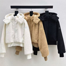 深圳南油25秋冬高端女装运动风休闲拼接螺纹毛绒外套