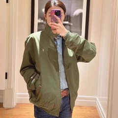 现货高版本Rl拉夫刺绣小马标男女老钱风工装哈灵顿飞行夹克外套