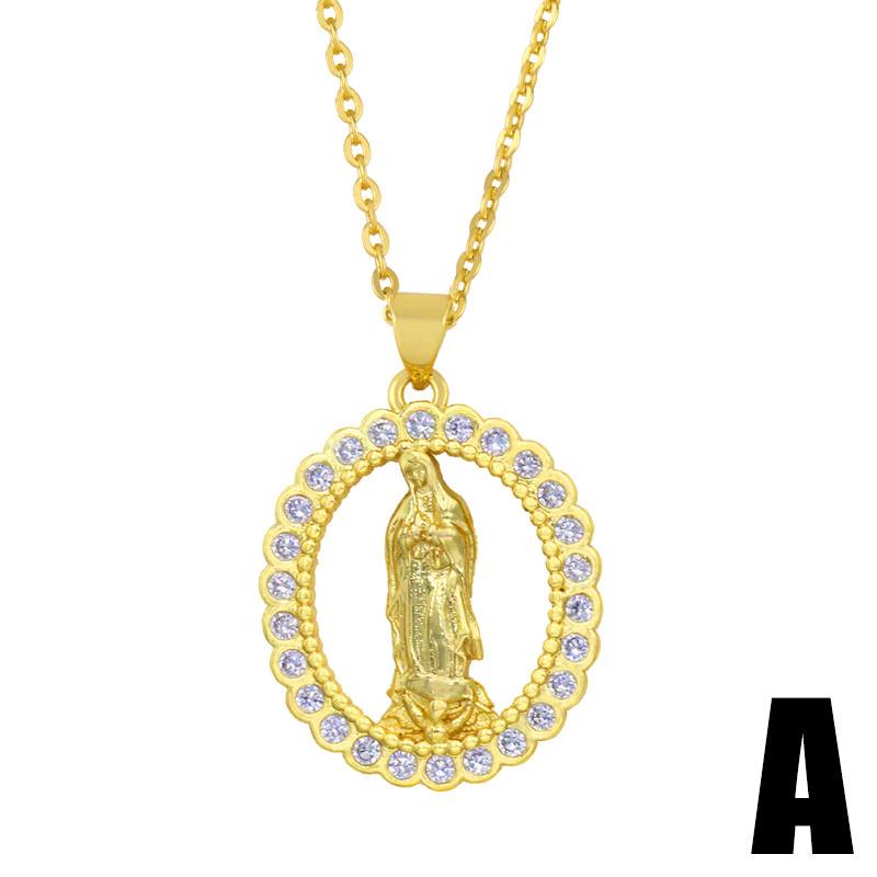 Nihaojewelry Wholesale Jewelry New Heart-shaped Diamond-studded Virgin Mary Necklace display picture 3