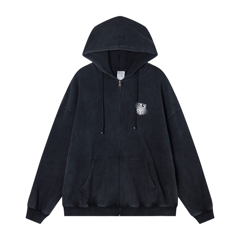 Vet26Ss New Autumn and Winter Printed Icon Cotton Loose Casual Zipper Washed Vintage Hooded Sweatshirt Jacket