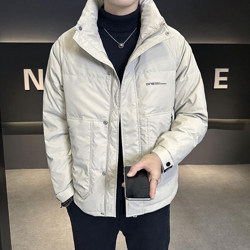 Solid color velvet windproof down jacket for leisure for documents