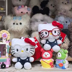 かわいいメガネバッグストラップハローキティ猫カバンアクセサリー女の子人形ストラップぬいぐるみ