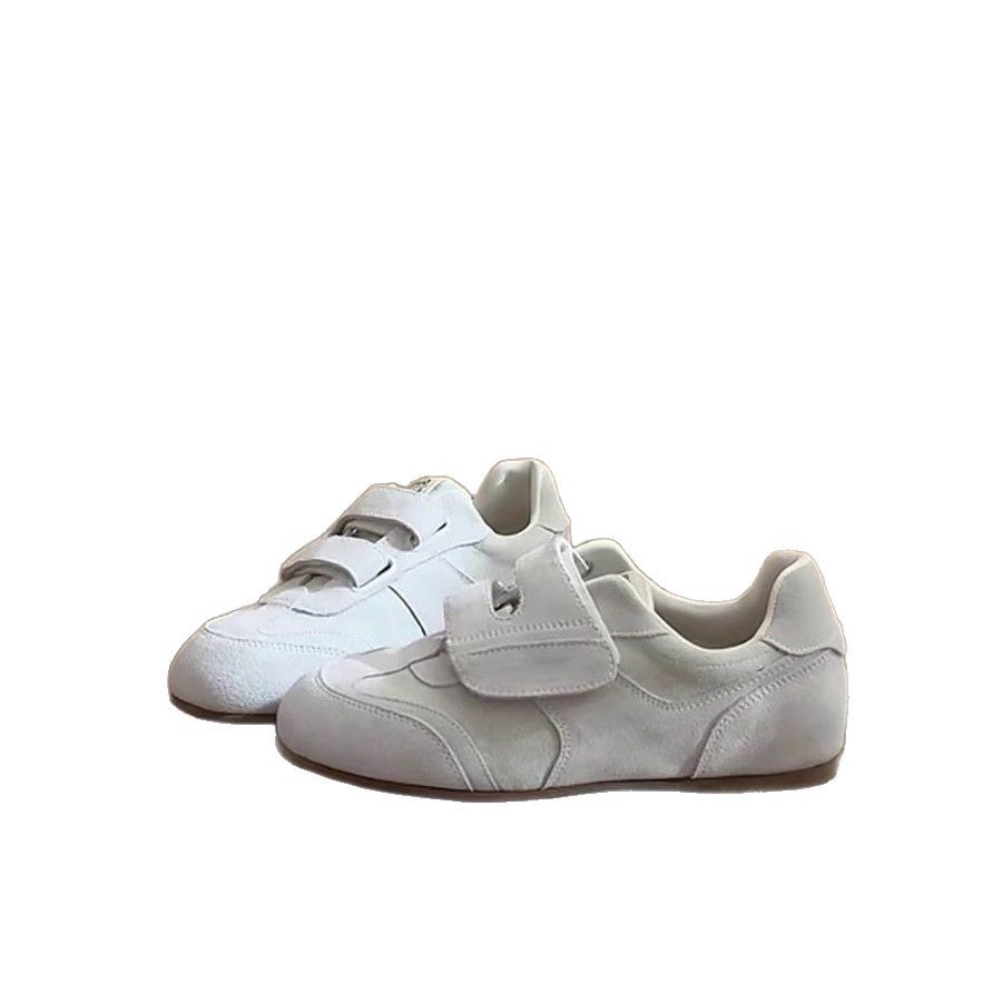 Versión de cuero de vaca ~ retro zapatos de entrenamiento de mujeres nuevos zapatos de cabeza redonda zapatos de placa plana velcro zapatos deportivos casuales para niños