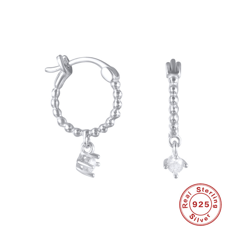 Inlay Design 1 Pair 925 Sterling Silver Zircon Round Drop Earrings