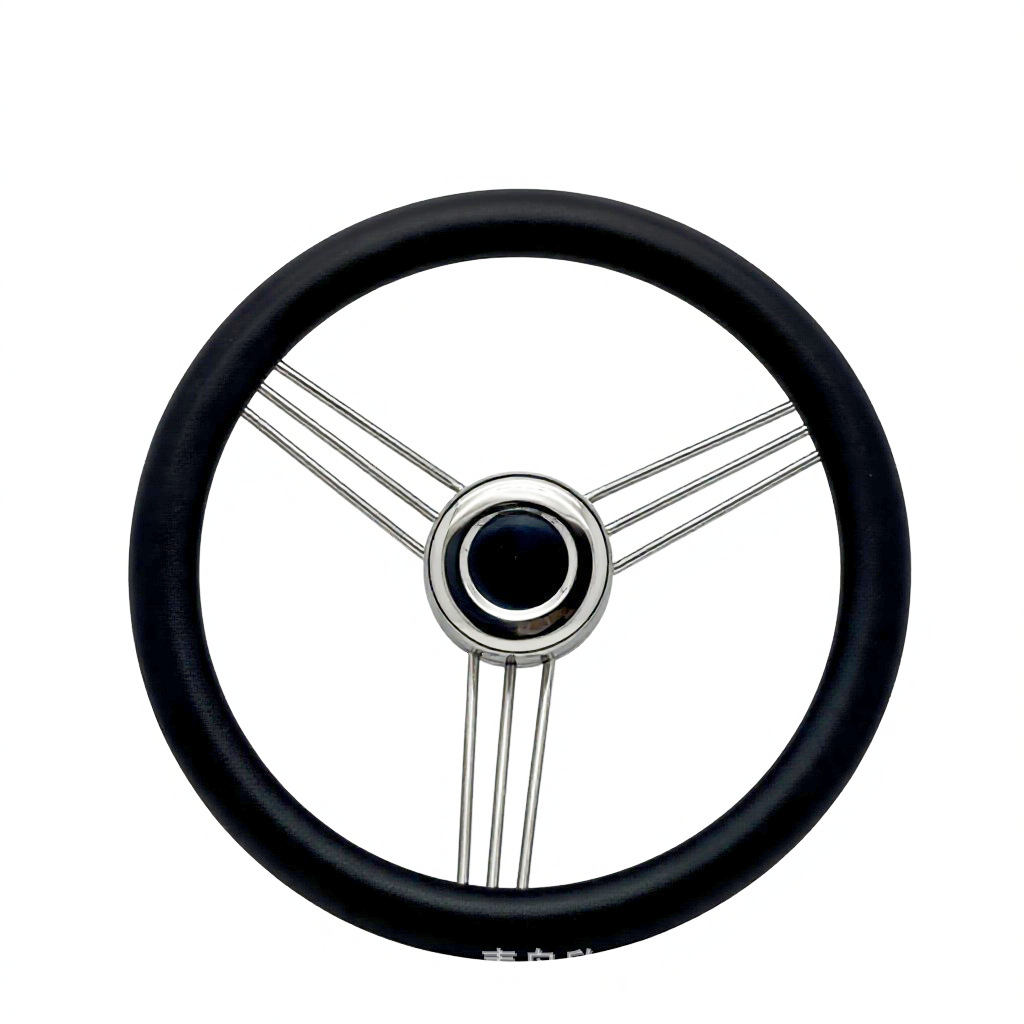 Three-spoke stainless steel 304 foam soft grip ship steering wheel, yacht rudder wheel, marine steering wheel