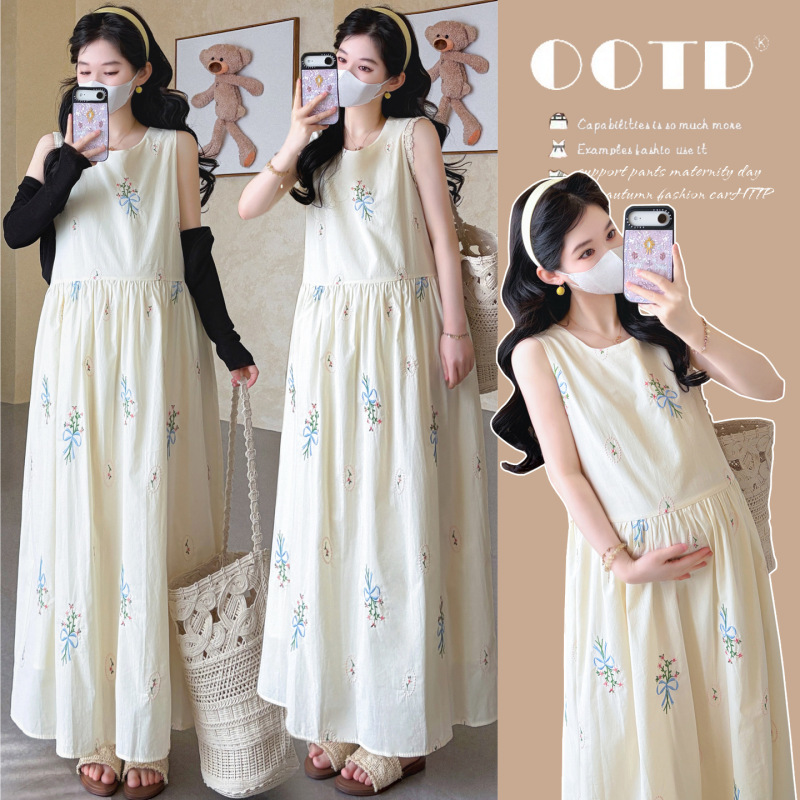 Maternity Set 2026 Summer New Fashion Youthful Slimming Heavy Embroidery Vest Dress Sun Protection Cardigan Two-Piece Set Maternity Set 2026 Summer New Fashion Youthful Slimming Heavy Embroidery Vest Dress Sun Protection Cardigan Two-Piece Set