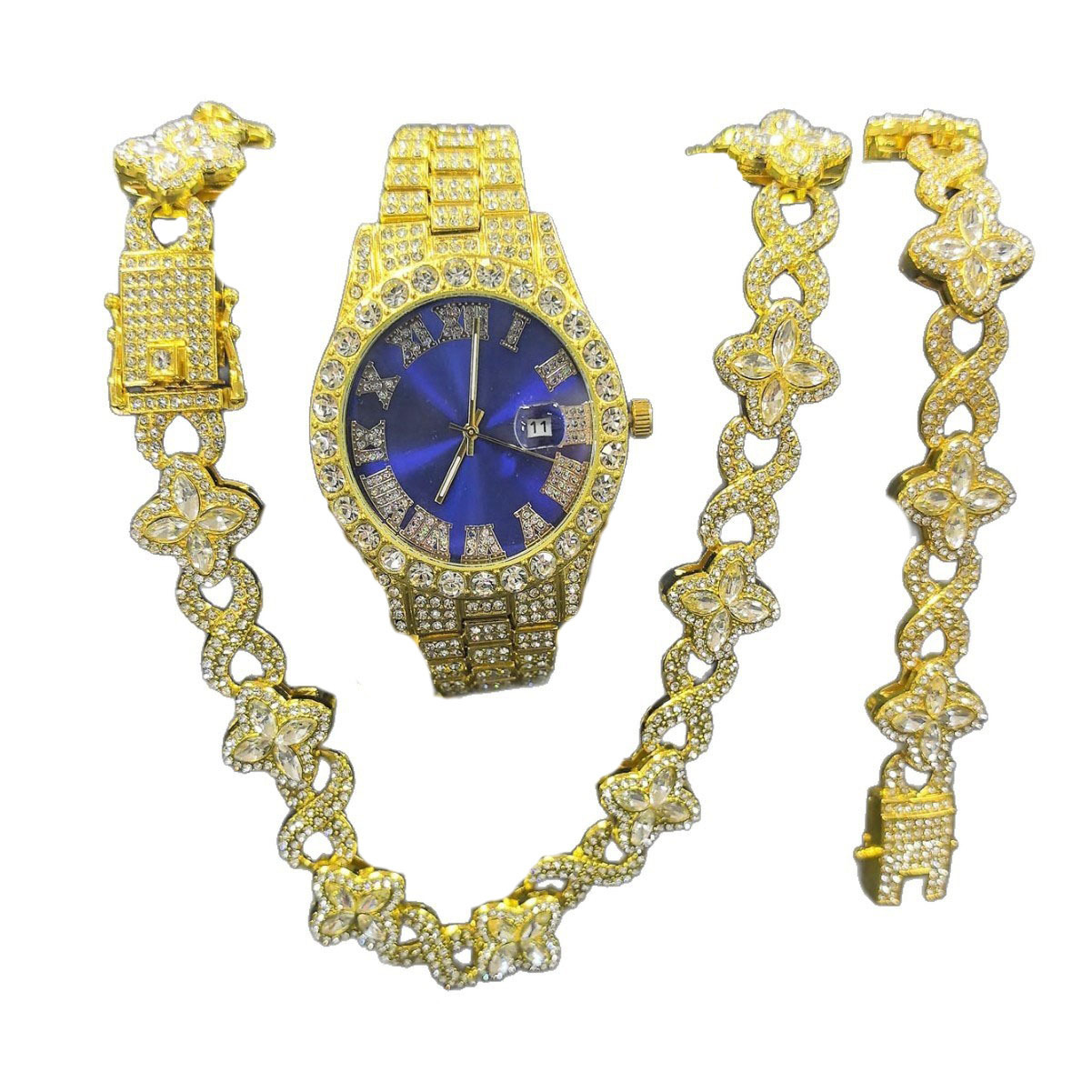 Europa y los Estados Unidos pulsera de cuatro hojas collar reloj de diamantes de moda moda fresco estilo de moda personalidad de alta calidad joyería de hombre personalizada