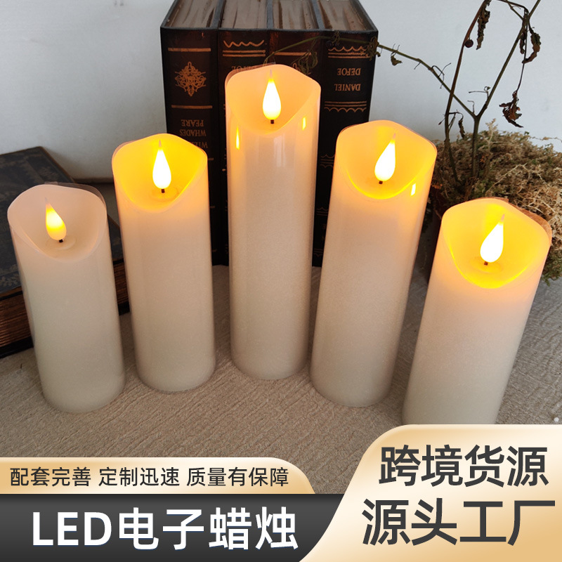 跨境石蜡电子蜡烛水滴头白色外壳结婚烛光氛围装饰遥控电子蜡烛灯