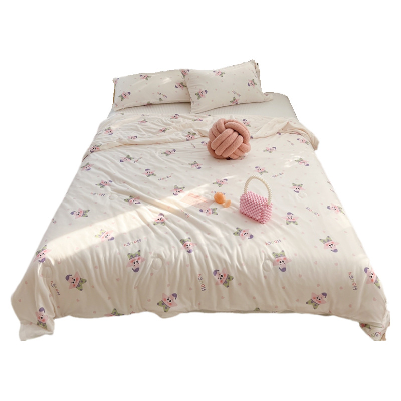 Edredón fresco de verano de algodón de punto de fibra de soja de clase A, colcha fina de verano para niños lavable a máquina, colcha de aire acondicionado de primavera y otoño de verano