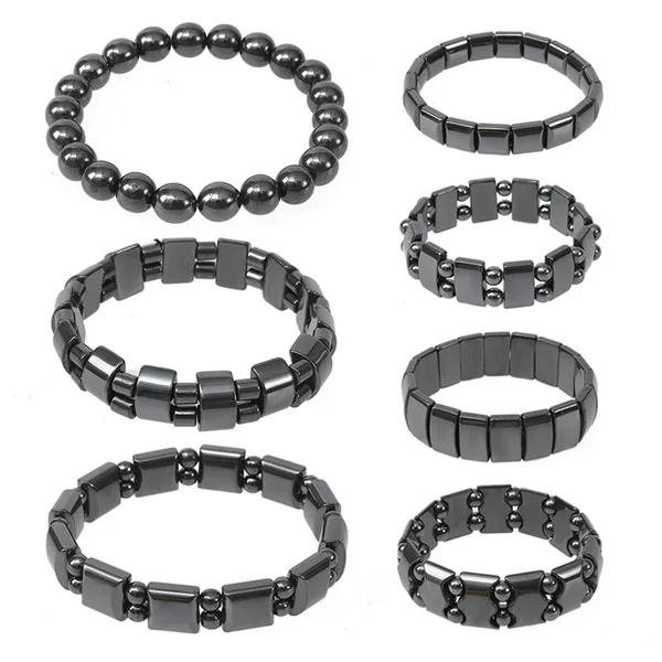 Black Round Bead Bracelet with Elastic Black Gallstone Beads, Irregular Shaped Hand-Woven Bracelet for Cross-Border Wholesale