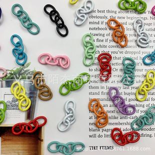 DIY Jewelry Accessories Iron Ring Key Chain Colorful Paint Four-Section Chain Spray Paint Extension Chain Key Chain Tail Chain