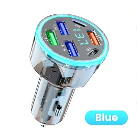 Mobil şarj cihazları: voltage vehicle-mounted one-to-six/8-car fast charging - 2c4usb-6-port-transparent-digital-display-car-charger-blu-ray