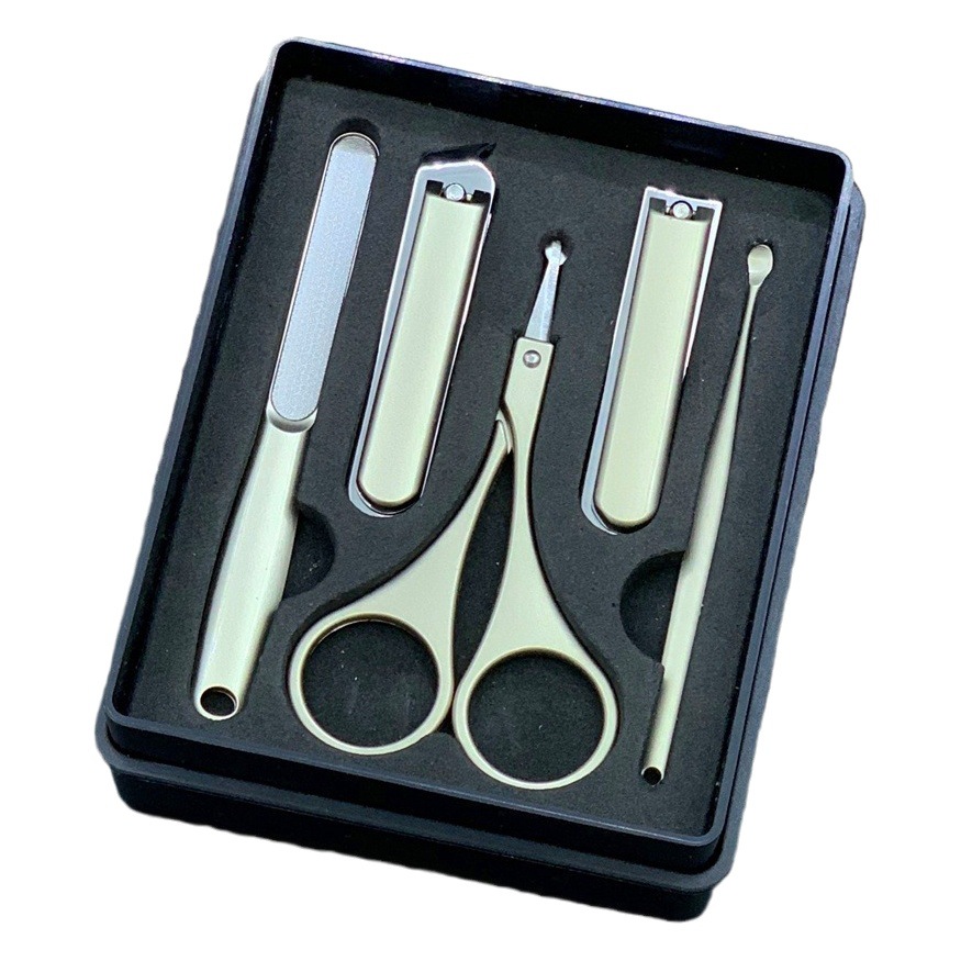 In stock manicure beauty tools suit portable storage box thickened stainless steel nail clippers dead skin scissors ear spoon