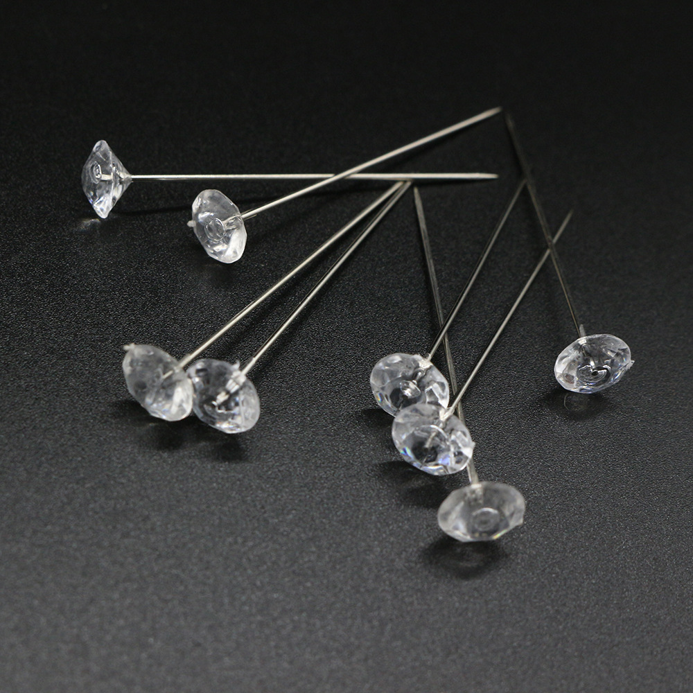 Aguja de posicionamiento de diamante acrílico posicionamiento PIN de diamante aguja de fijación de bufanda de seda transparente en caja de alta calidad aguja nacarada