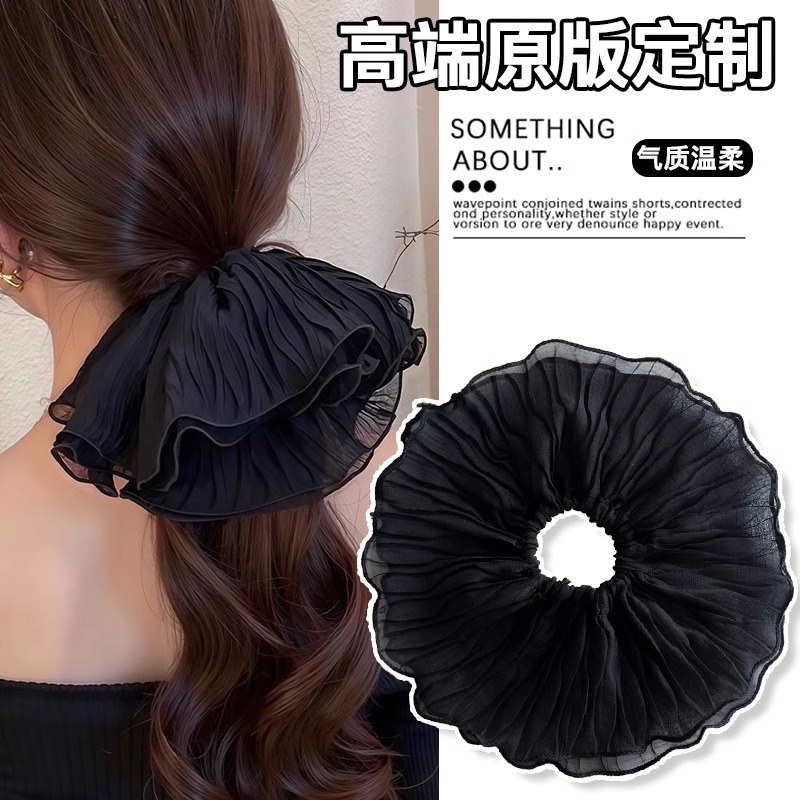 4層レースヘアゴム、スーパーフェアリーホワイト刺繍ボールヘアロープ、女性用2025春新作ヘアロープヘアアクセサリー|undefined