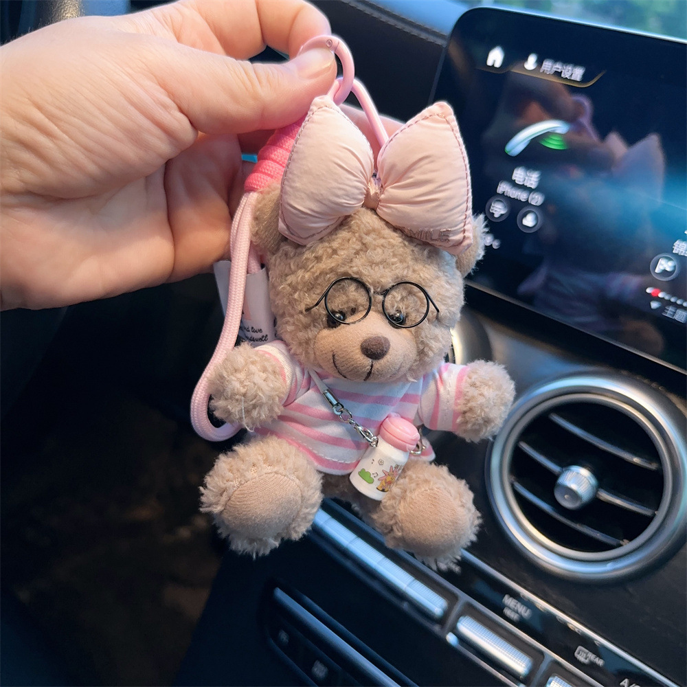 Red popularidad de aire de oso llavero de dibujos animados de alta calidad muñeca de peluche lindo bolso colgante llave del coche mujer