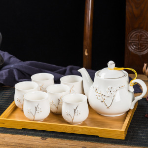 手工描金 景德镇陶瓷茶具套装家用功夫茶现代简约泡茶提梁壶茶杯