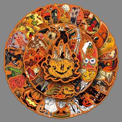 50张复古万圣节贴纸节日跨境热卖装饰手帐本行李箱Halloween贴纸