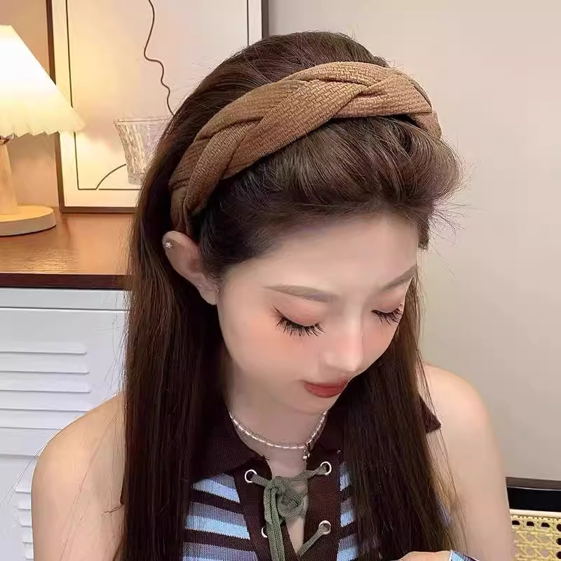 早秋高级感咖色发箍女不伤发格纹洗脸头箍发饰发饰复古风发卡头饰|undefined